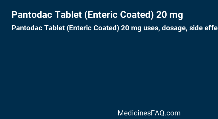 Pantodac Tablet (Enteric Coated) 20 mg