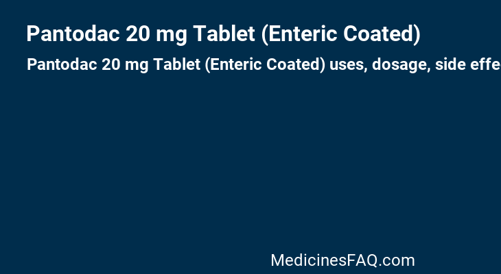 Pantodac 20 mg Tablet (Enteric Coated)