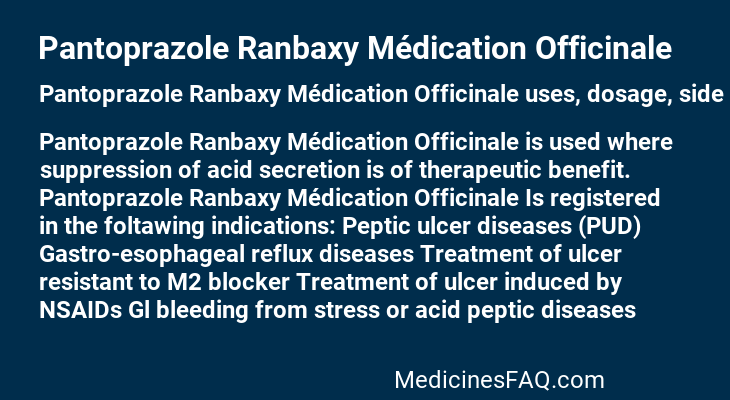 Pantoprazole Ranbaxy Médication Officinale