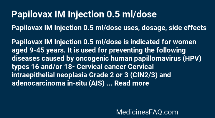 Papilovax IM Injection 0.5 ml/dose