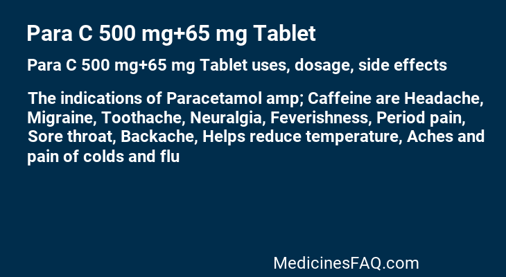 Para C 500 mg+65 mg Tablet