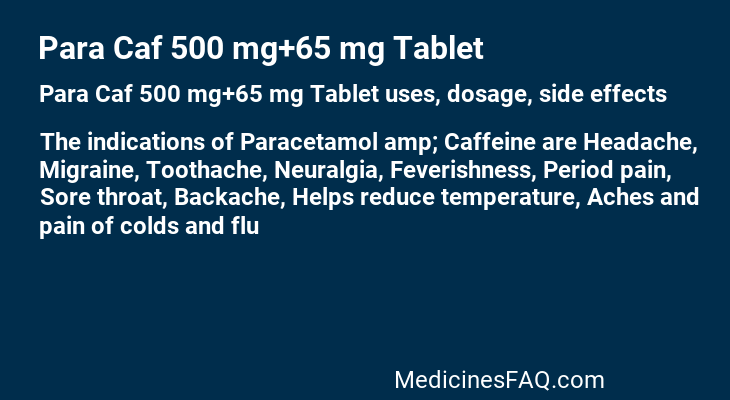 Para Caf 500 mg+65 mg Tablet