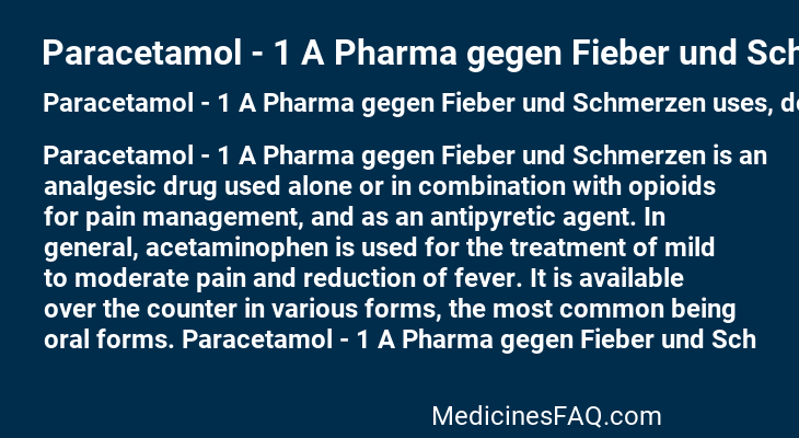 Paracetamol - 1 A Pharma gegen Fieber und Schmerzen