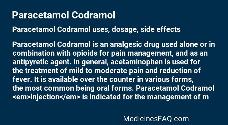 Paracetamol Codramol