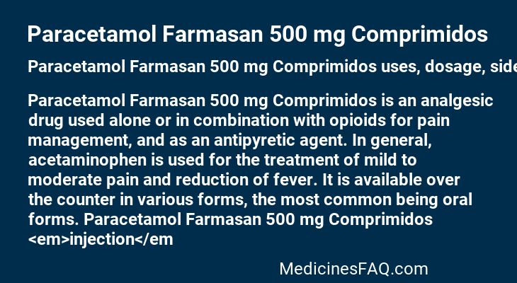 Paracetamol Farmasan 500 mg Comprimidos