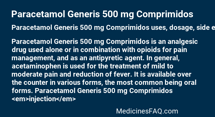 Paracetamol Generis 500 mg Comprimidos