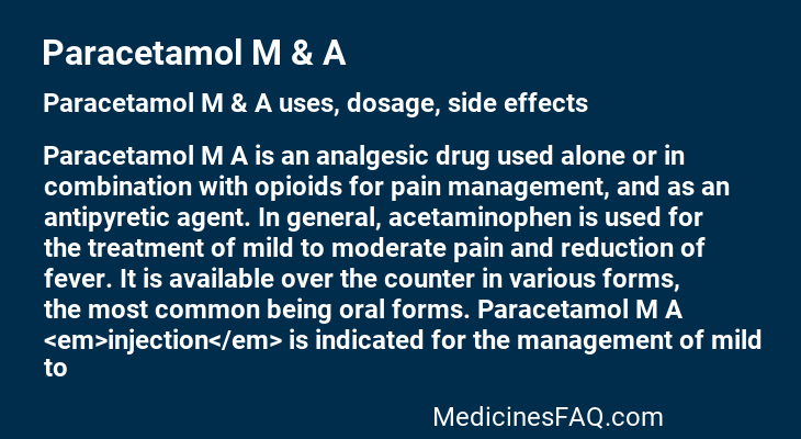 Paracetamol M & A