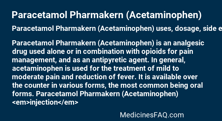 Paracetamol Pharmakern (Acetaminophen)