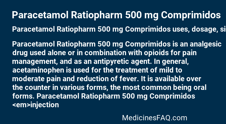 Paracetamol Ratiopharm 500 mg Comprimidos