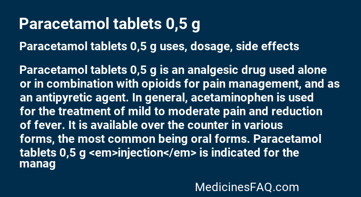 Paracetamol tablets 0,5 g