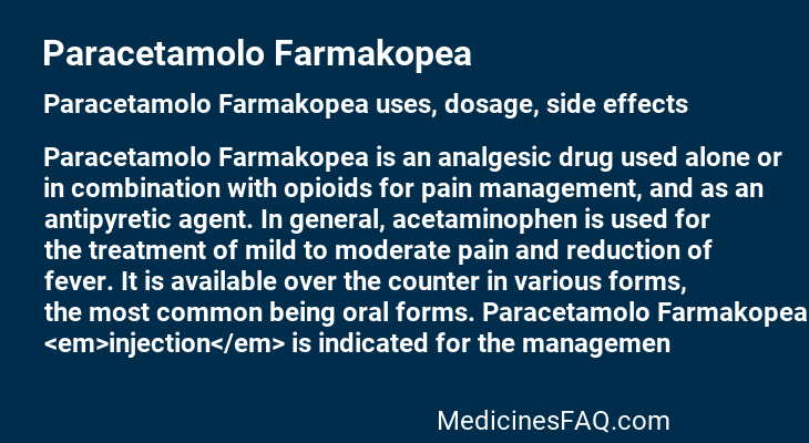 Paracetamolo Farmakopea