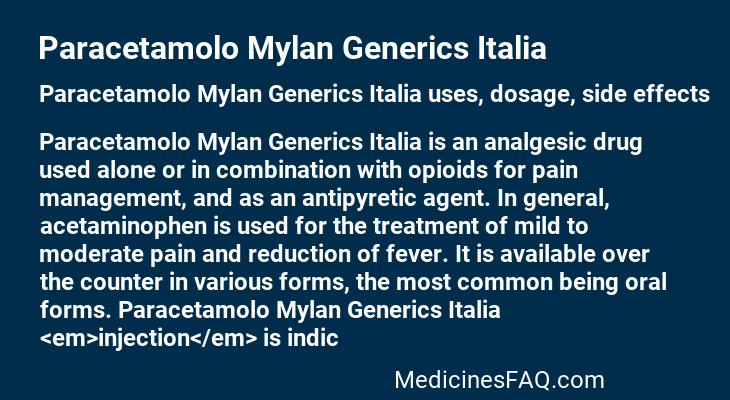 Paracetamolo Mylan Generics Italia