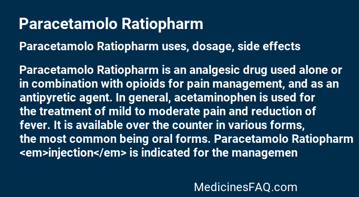 Paracetamolo Ratiopharm