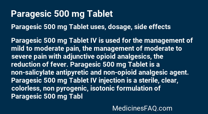 Paragesic 500 mg Tablet