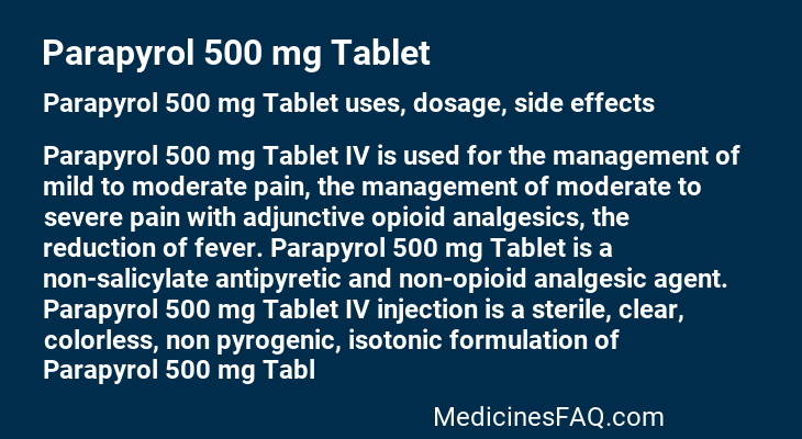 Parapyrol 500 mg Tablet