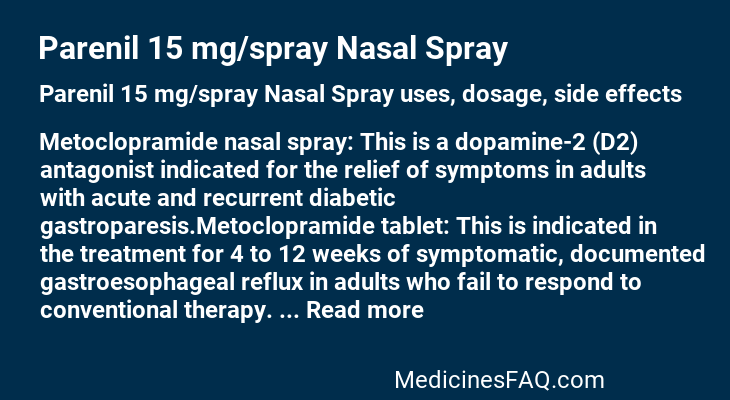 Parenil 15 mg/spray Nasal Spray