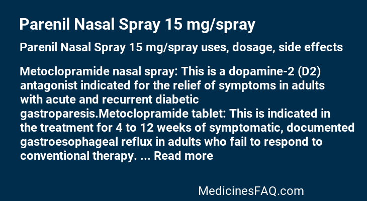 Parenil Nasal Spray 15 mg/spray