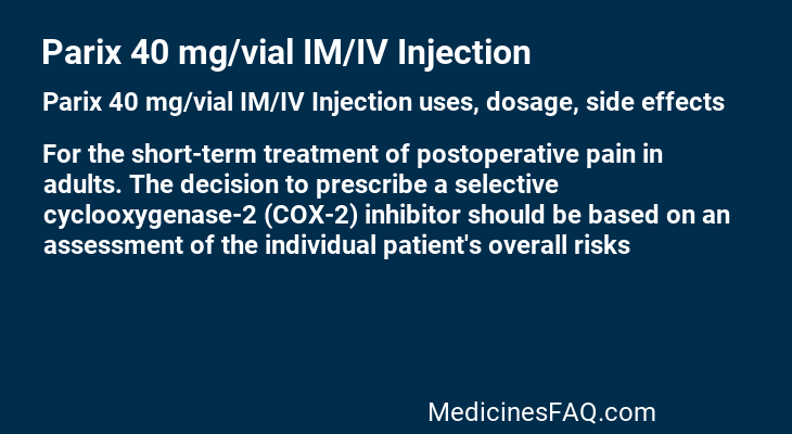 Parix 40 mg/vial IM/IV Injection