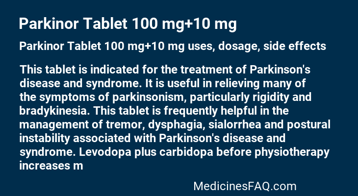 Parkinor Tablet 100 mg+10 mg