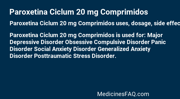 Paroxetina Ciclum 20 mg Comprimidos