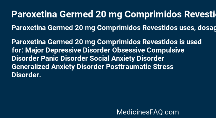 Paroxetina Germed 20 mg Comprimidos Revestidos