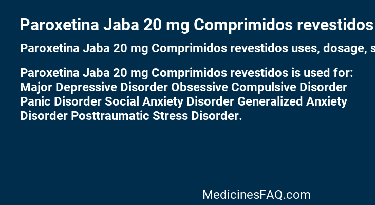 Paroxetina Jaba 20 mg Comprimidos revestidos