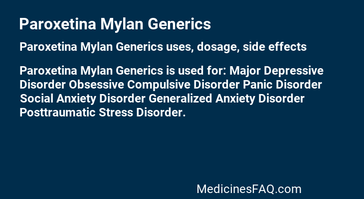 Paroxetina Mylan Generics