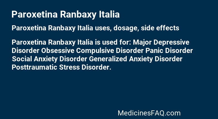 Paroxetina Ranbaxy Italia