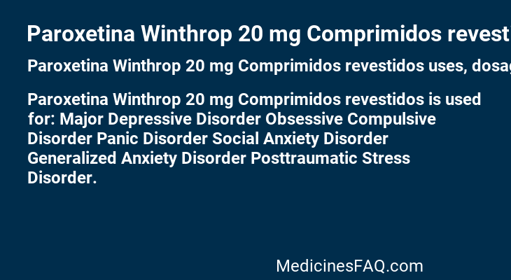 Paroxetina Winthrop 20 mg Comprimidos revestidos