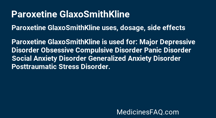 Paroxetine GlaxoSmithKline