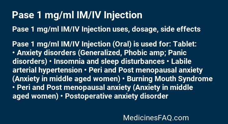 Pase 1 mg/ml IM/IV Injection