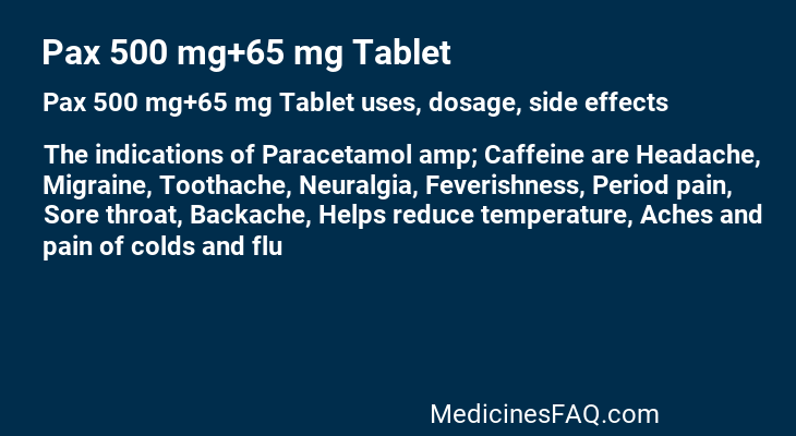 Pax 500 mg+65 mg Tablet