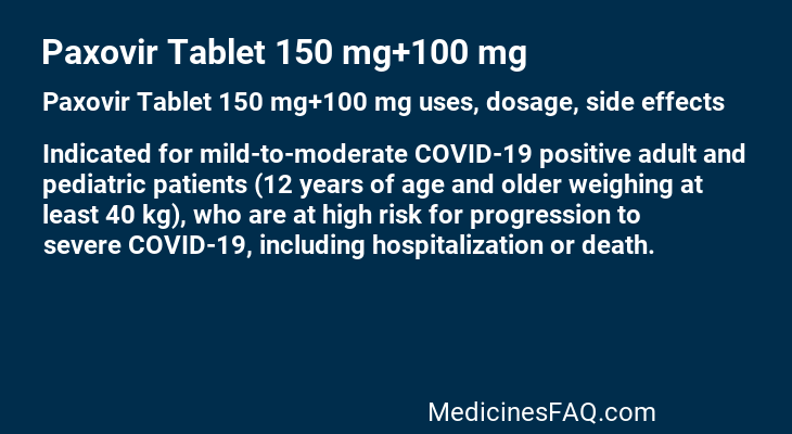 Paxovir Tablet 150 mg+100 mg