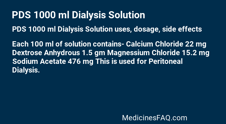 PDS 1000 ml Dialysis Solution