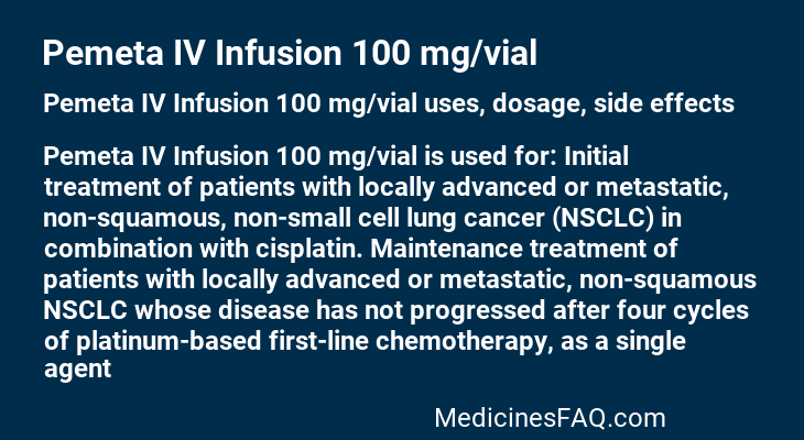 Pemeta IV Infusion 100 mg/vial