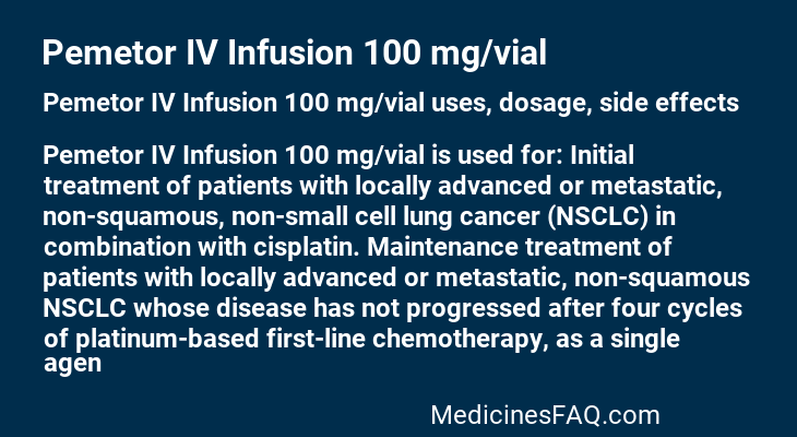 Pemetor IV Infusion 100 mg/vial