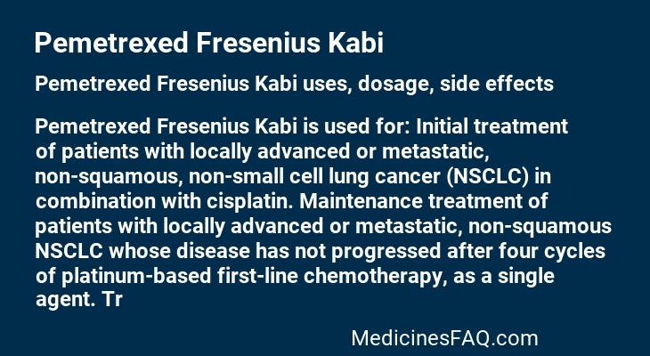 Pemetrexed Fresenius Kabi