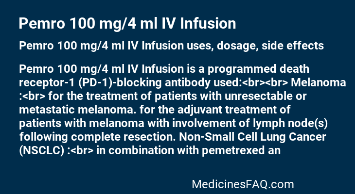 Pemro 100 mg/4 ml IV Infusion