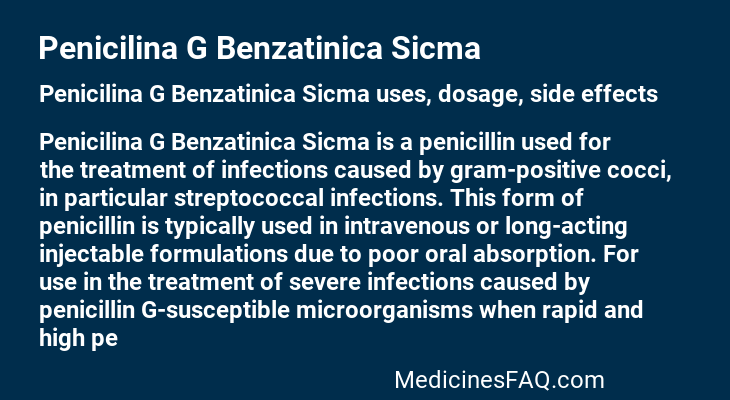 Penicilina G Benzatinica Sicma