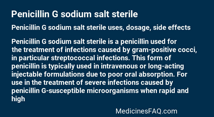 Penicillin G sodium salt sterile
