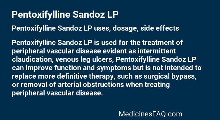 Pentoxifylline Sandoz LP