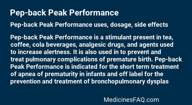 Pep-back Peak Performance