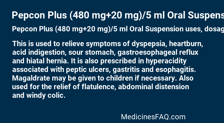 Pepcon Plus (480 mg+20 mg)/5 ml Oral Suspension