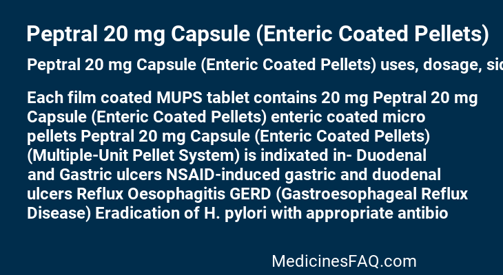 Peptral 20 mg Capsule (Enteric Coated Pellets)