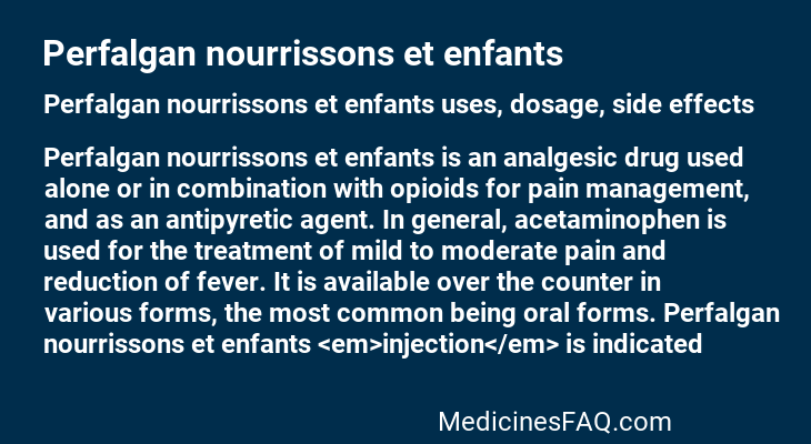 Perfalgan nourrissons et enfants