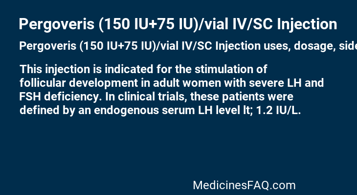 Pergoveris (150 IU+75 IU)/vial IV/SC Injection