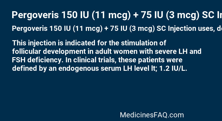 Pergoveris 150 IU (11 mcg) + 75 IU (3 mcg) SC Injection