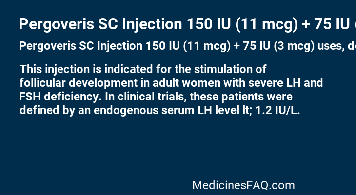 Pergoveris SC Injection 150 IU (11 mcg) + 75 IU (3 mcg)