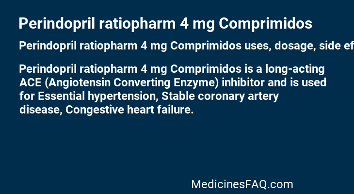 Perindopril ratiopharm 4 mg Comprimidos