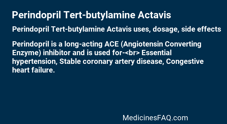 Perindopril Tert-butylamine Actavis